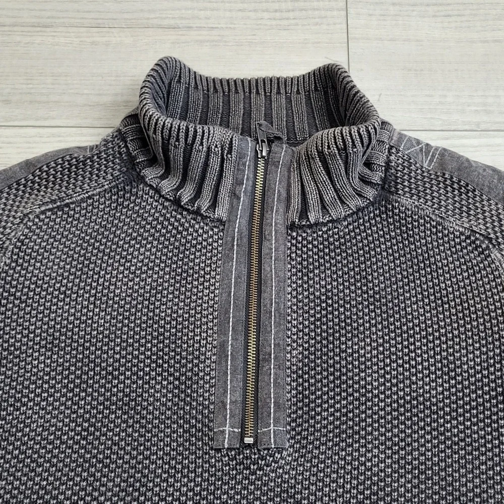 🧥 Carbon 2 Cobalt 1/4 Zip Sweater Men L Gray Hi‑Def Birdseye Heavyweight Preppy